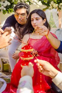 red bridal saree