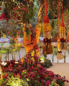 tree decor with genda phool