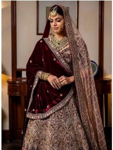 velvet bridal lehenga