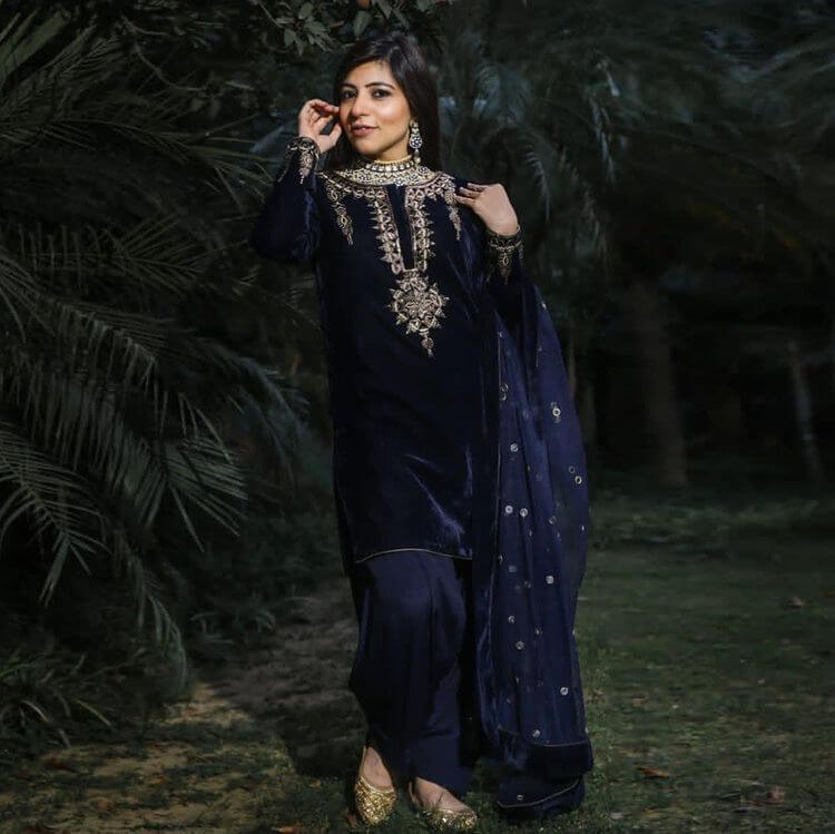 Brown Digital Print Velvet Salwar Kameez Suit - FASHION BAZAR 365