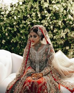 Muslim bridal outfit with red dupatta