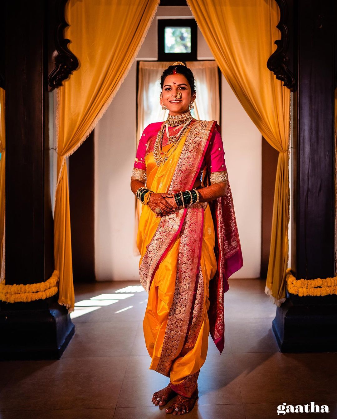 Traditional bridal Marathi saree