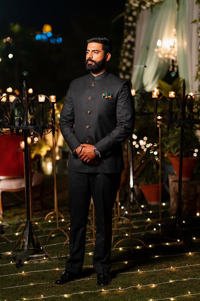 black bandhgala suit