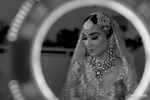 black & white bridal portrait