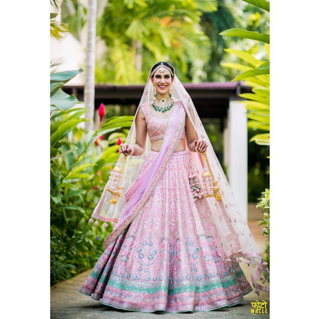 Green Color Silk Fabric Wedding Look Lehenga Choli For Women•Lehengas •  Raimentz