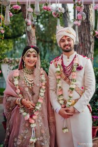 A Gorgeous Bride In Embroidered Pastel Pink Lehenga