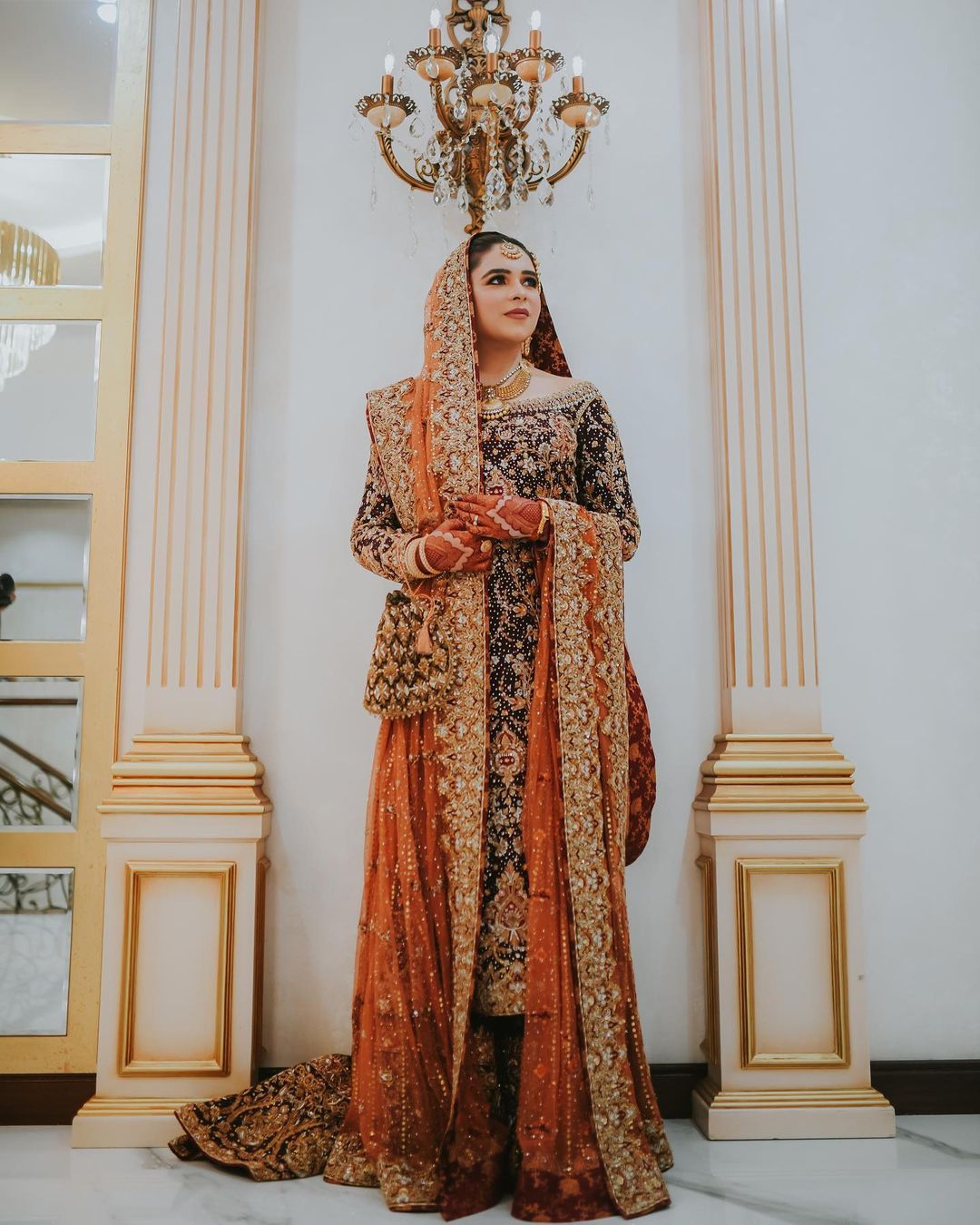 heavily embellished Muslim bridal outfit