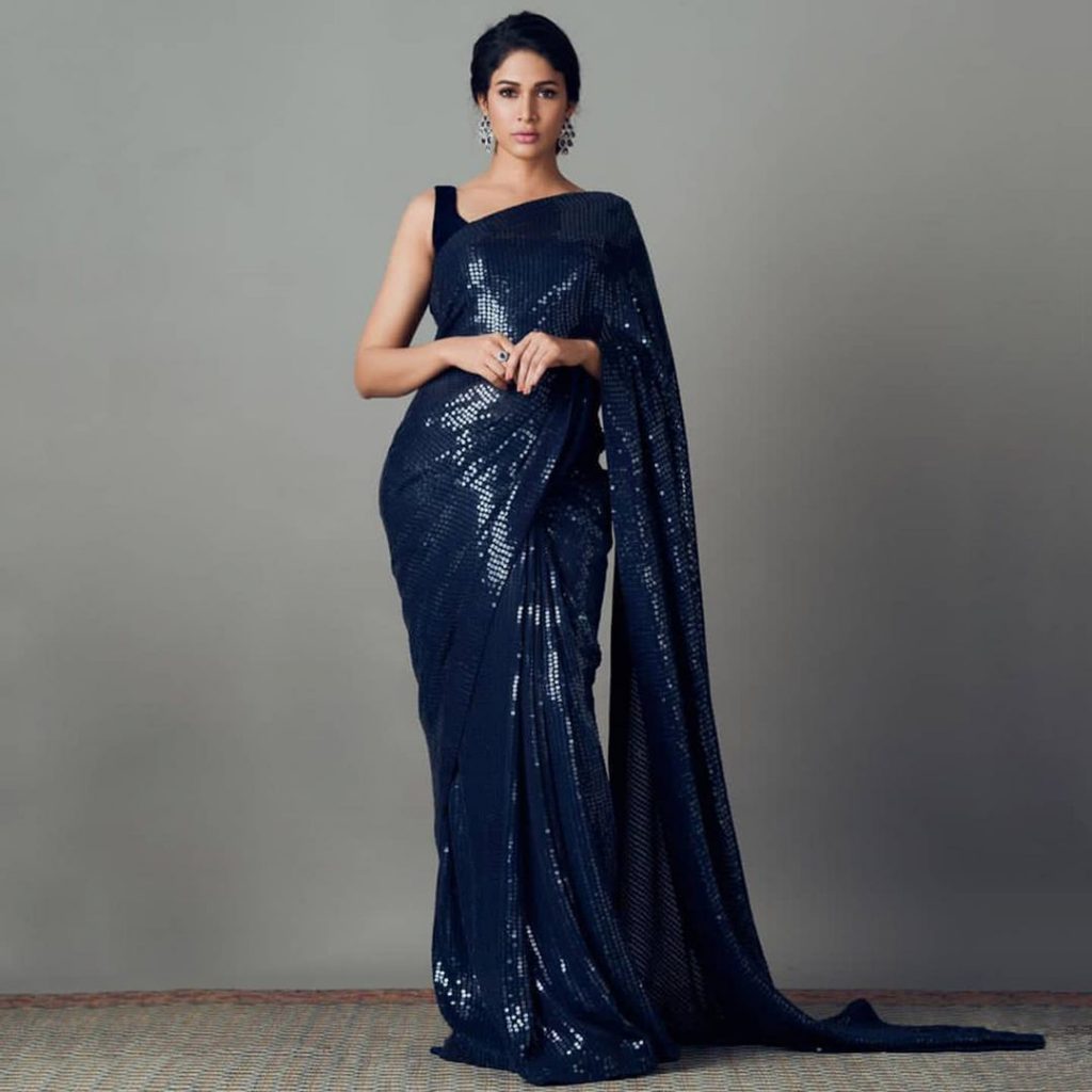 shimmer saree for cocktail