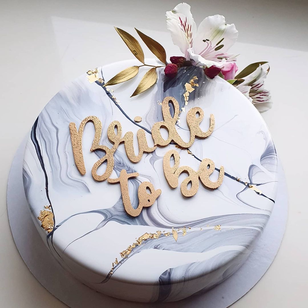 marble bride-to-be cake