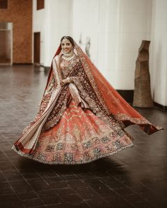 orange bridal lehenga for Muslim weddings