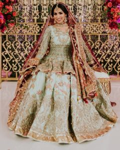 pastel green bridal lehenga