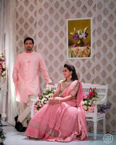 groom in pastel pink sherwani