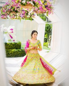 traditional neon green lehenga