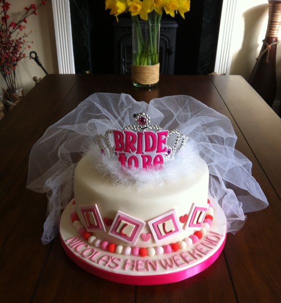 white and pink bachelorette party cake
