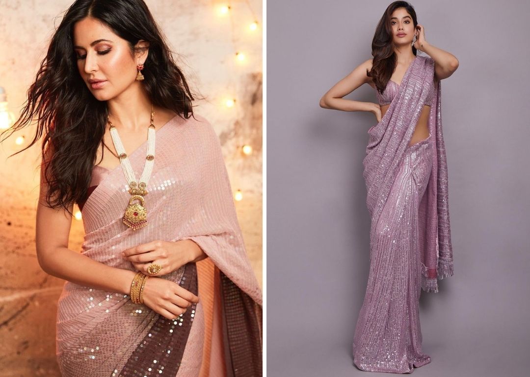 Wore a shiny sequins saree (Indian dress) to an Indian wedding