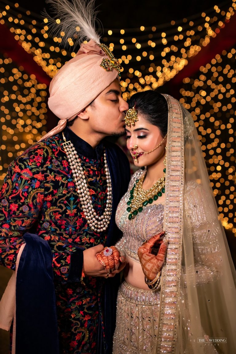 An Adorable Bride Who Wore A Beige Gold Monochrome Lehenga