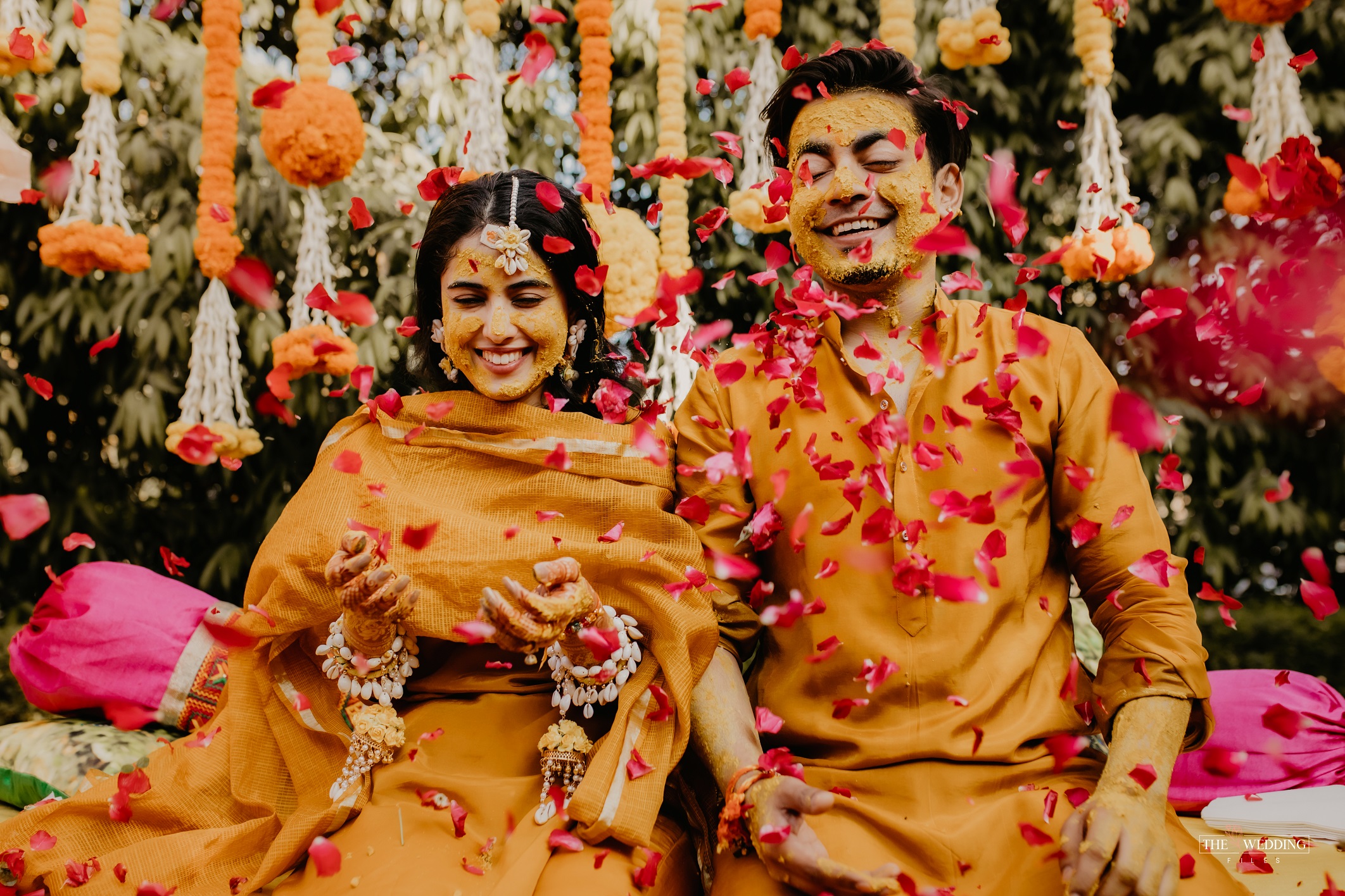 bride and groom haldi picture