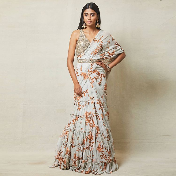 designer pre-stitched sarees