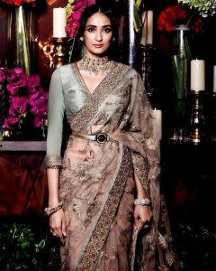 JJ Valaya saree with leather belt