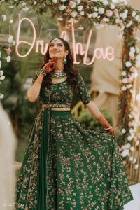 green bridal lehenga