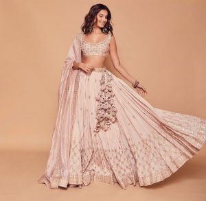 pastel pink bridesmaid lehenga