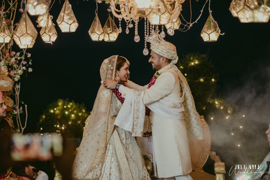 Mumbai Wedding With The Couple In Matching White Wedding Outfits