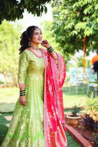 green bridal Anarkali