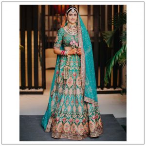 sabyasachi blue bridal lehenga