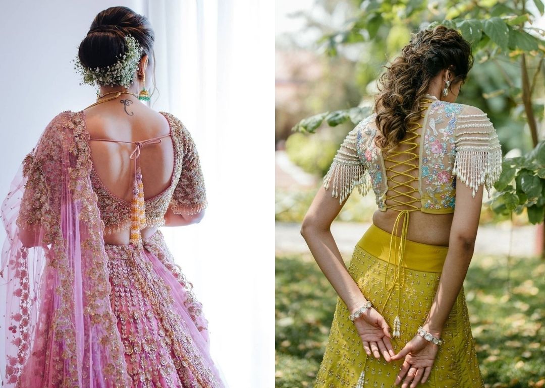 Stylish Back Neck Blouse Designs with Dori and Tussle 💖 Save it for later  ✓ Follow : @vastragyaan for more such style inspirations