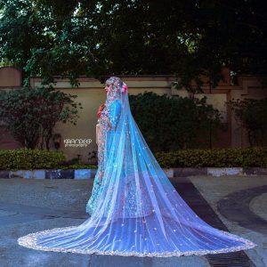 blue bridal lehenga