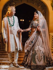 bride in marwar couture lehenga