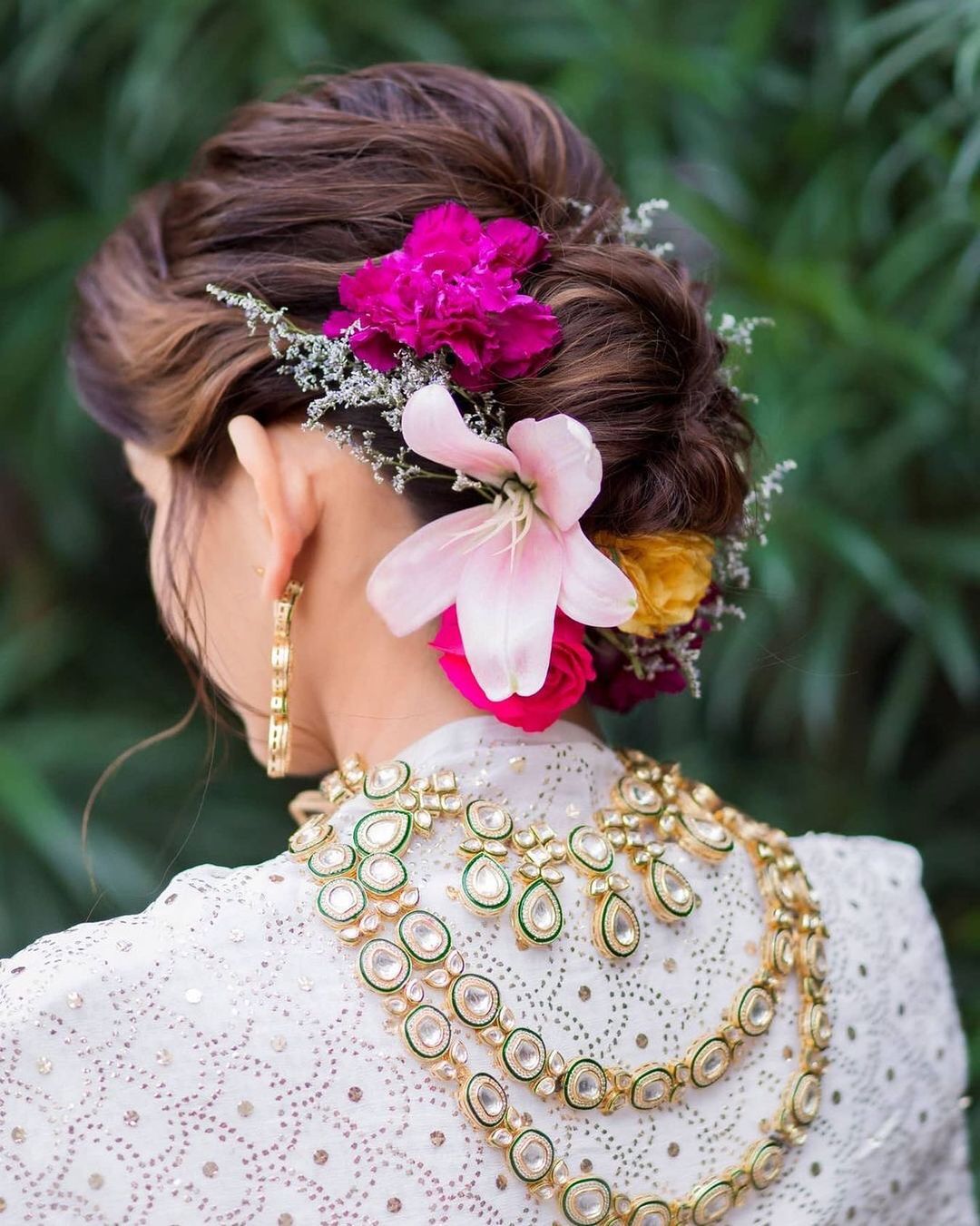 orchids in bridal hair