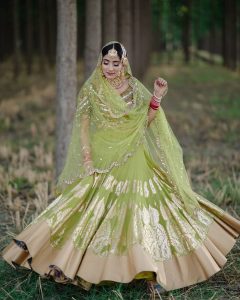 pastel lime and gold lehenga