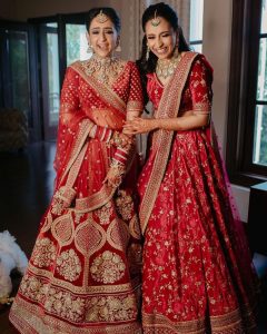 red bridal lehengas