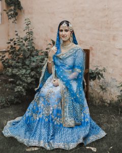 shaded blue lehenga