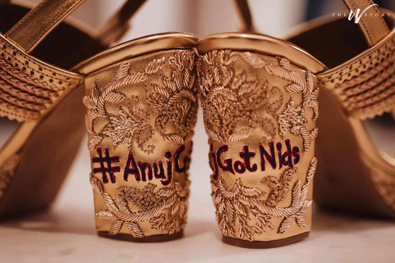 bridal heel with wedding hashtag