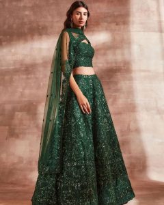 emerald green lehenga