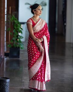 red Anita Dongre Saree