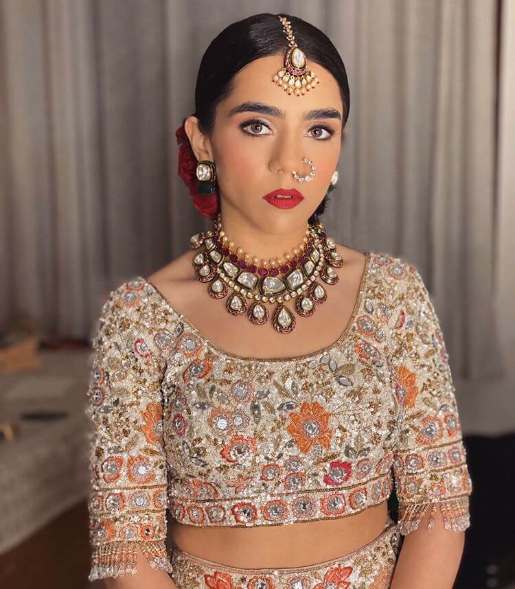bridal studs with heavy outfit