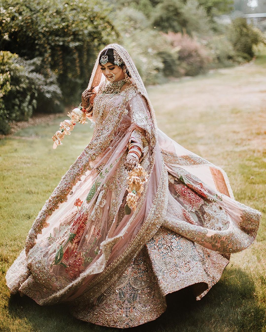 heavily embellished bridal lehenga