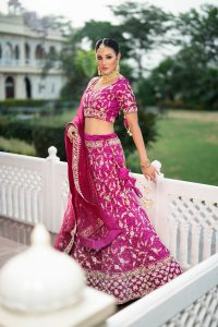 magenta bridal lehenga