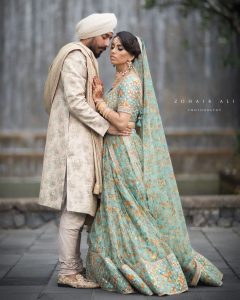 mint green bridal lehenga