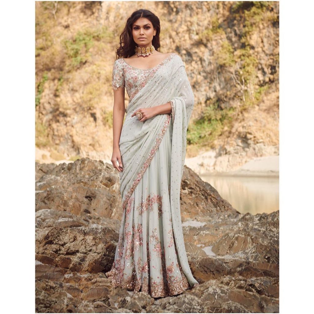 pastel saree colors for cocktail