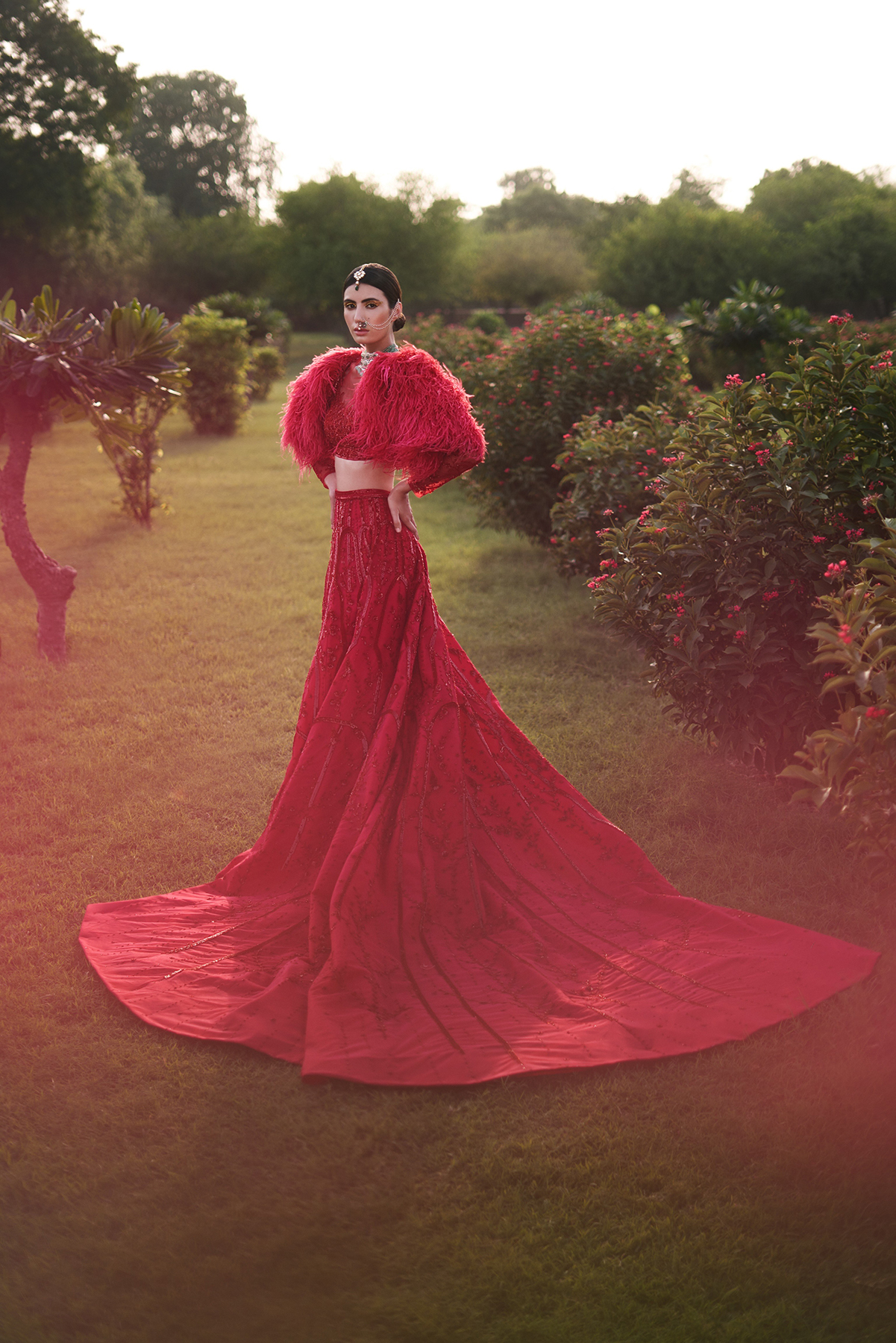 red bridal gown