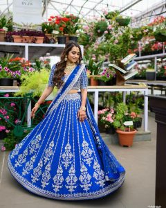 minimal blue lehenga