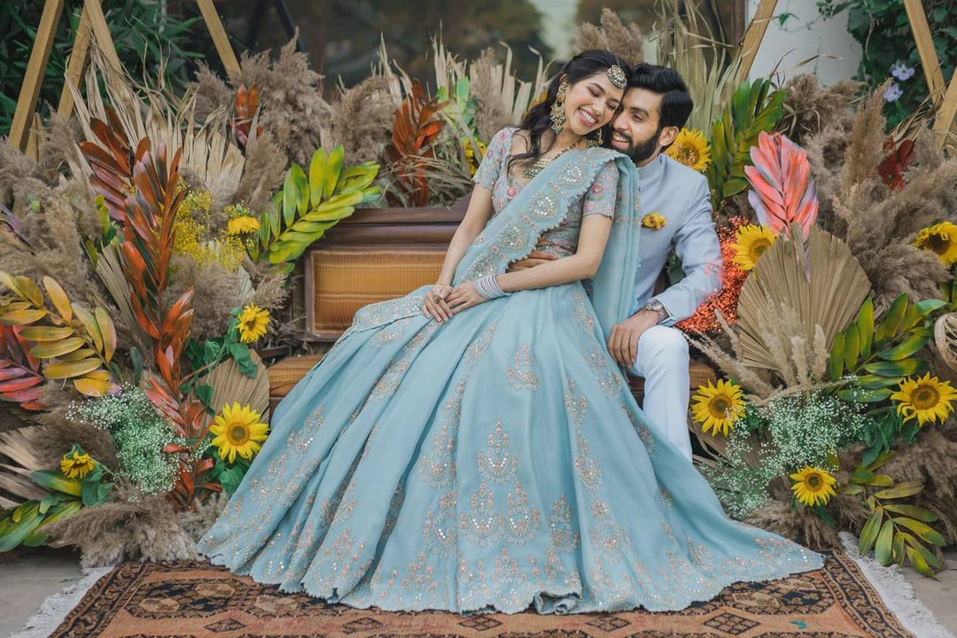 Blue Wedding Wear Lehenga Chunri Indian Ethnic Velvet Lengha Wear Sari Saree  | eBay