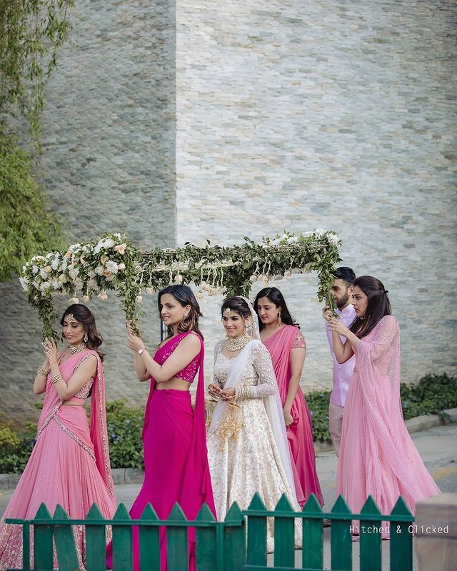 bridal entry with bridesmaids