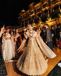 gold bridal lehenga