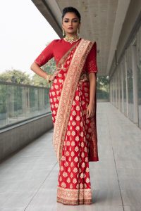 red bridal saree