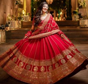 classic red lehenga